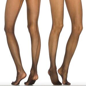 NEW Small Wolford Individual 10 Back Seam Tights in Black Sheer Stockings